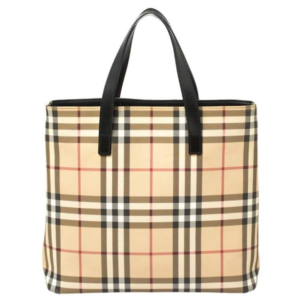 Burberry Nova Check PVC and Leather Tote Bag, Made in Italy